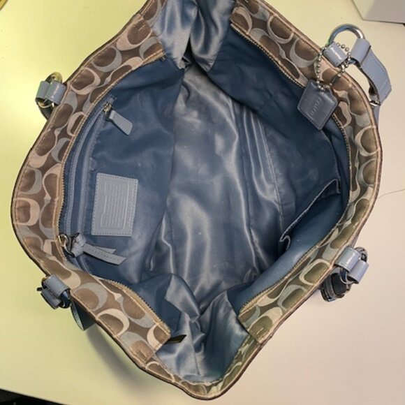 Coach medium pocketbook blue/grey and gold - Picture 4 of 5